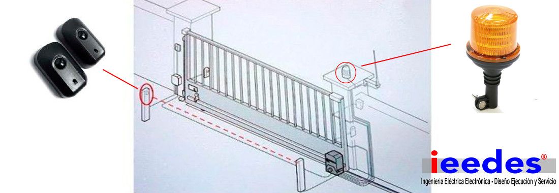 Sensores de seguridad y balizas para un portón eléctrico